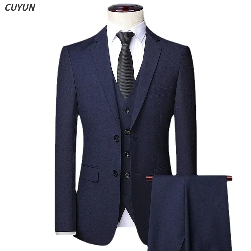 Men Suit For Wedding 3 Pieces Blazers 2 Sets Elegant Luxury Business Jackets Vest Pants Coats 2024 Formal Korean Clothing