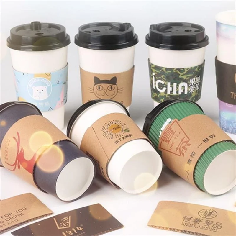 Copos de café de papel com papel descartável, Personalizar o design do logotipo, Ondulação, Único, Duplo, 6, 8, 10, 12, 16 oz