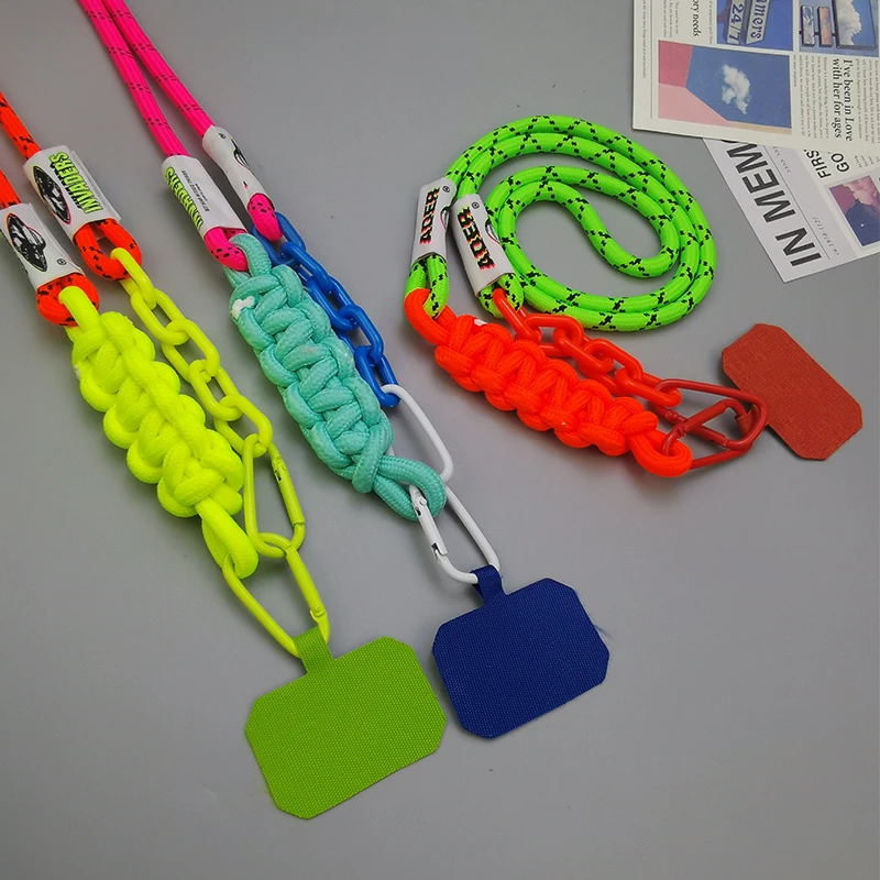 Anti-loss Phone Lanyard Crossbody Braided Knot Backable Outdoor Mountaineering Chain Strap Mobile Phone Lanyard Woven Pendant