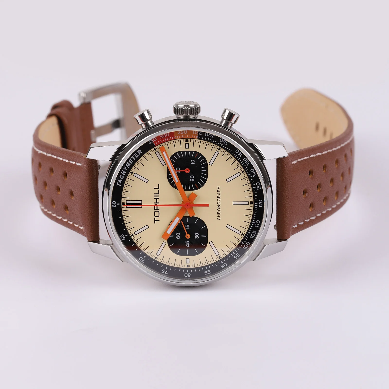 ساعة توفيل 1963 كرونوغراف ساعة اليد الميكانيكية النورس ST1901 حركة الطيار ساعة رجالي 5ATM الياقوت مضيئة