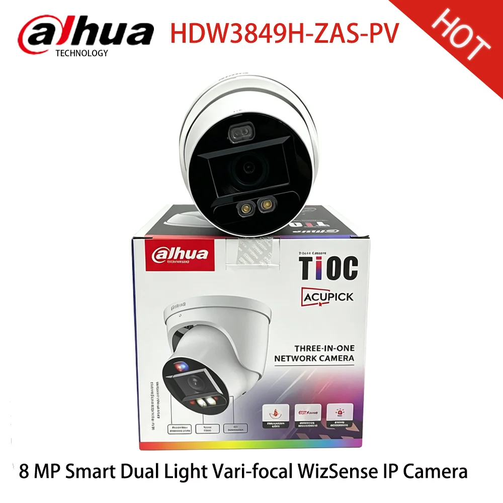 Dahua HDW3449H-ZAS-PV HDW3849H-ZAS-PV 4MP 8MP 4K WizSense Motorisierte Zoom-Kamera mit Ton- und Lichtalarm CCTV Zwei-Wege-Kommunikation IR50M SMD4.0