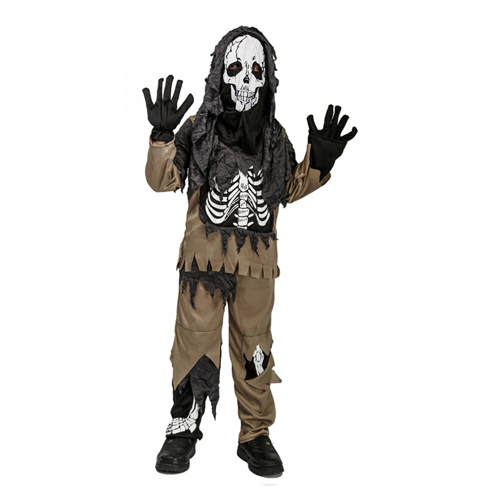 Kids Halloween Cosplay Skeleton Role Play Outfits Stage Performance Clothes Boys Girls Children Fantasy Fancy Dress Party Cloth