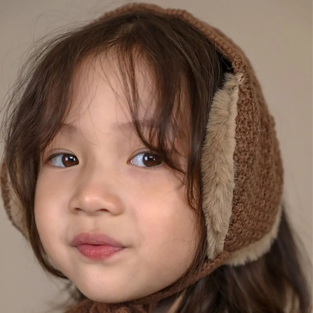 Outdoor Boys Girls Ear Warmer Strappy Ear-Muffs Children Earflaps Winter Warm Thicken Knitted Earmuffs