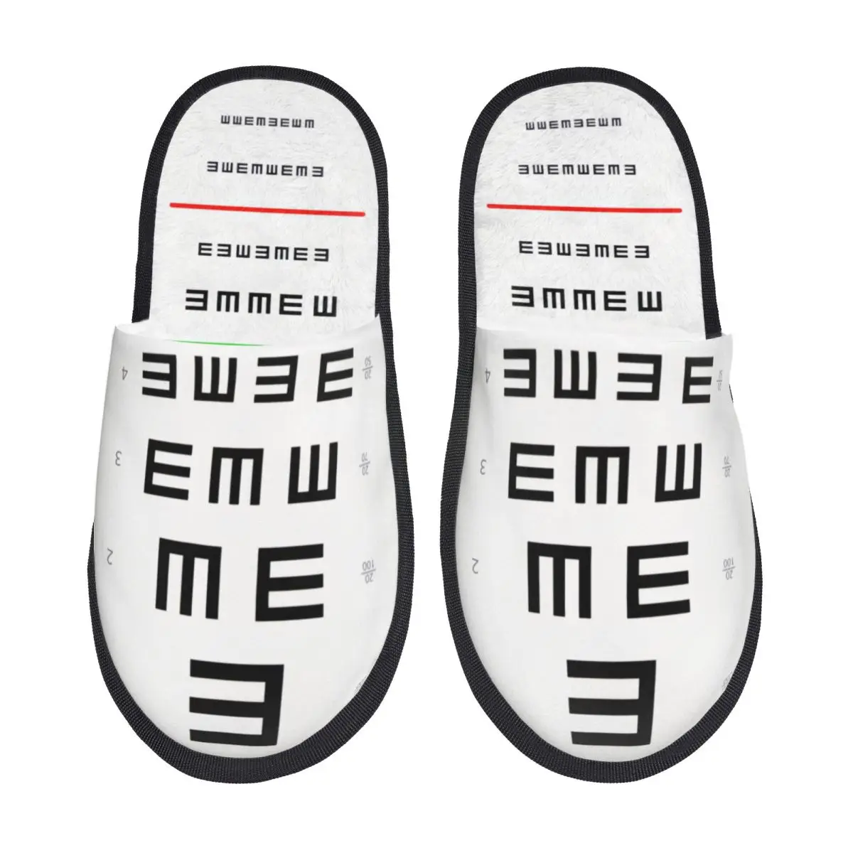 Custom Eye Test Chart House Slippers Women Cozy Memory Foam Optometrist Vision Exam Slip On Hotel Slipper Shoes