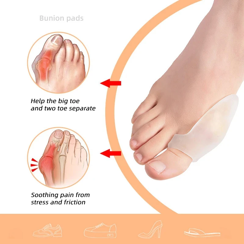 Silicone Hammer Toe Sobreposição Gel, Hallux Valgus Órtese, Ferramentas Separadores, Foot Care, Joanete, Pain Relief, Corrector, Corrector, 5 Pares