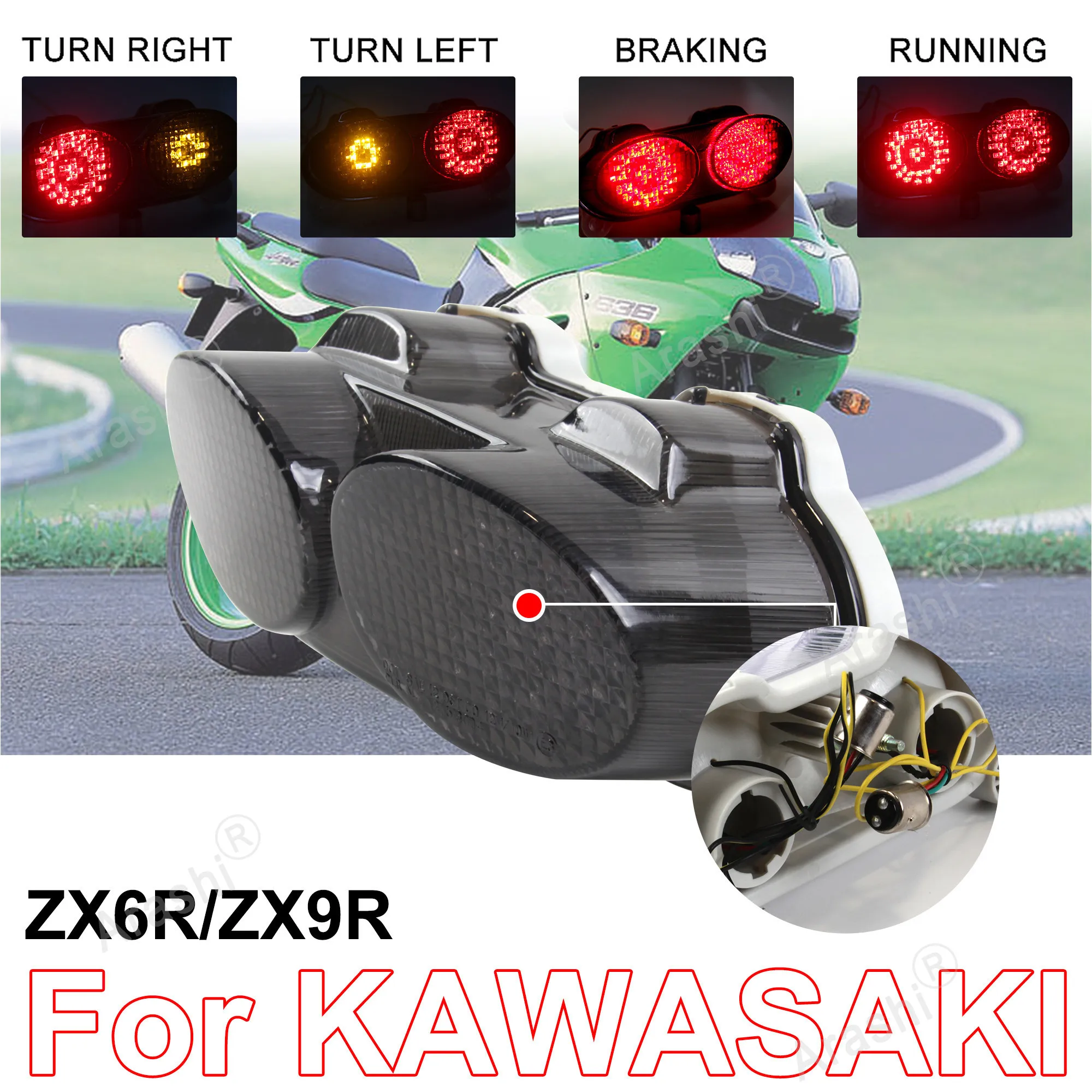 

NINJA ZZR600 ZR-7 светодиодсветодиодный лампа для мотоцикла, Тормозная лампа для KAWASAK Ninja ZZR 600 2005-2007/ ZR7 2000 2001 2002