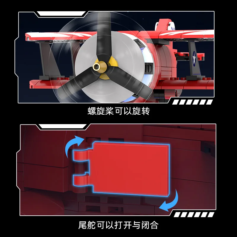 IN STOCK MOC Technical Gravity Swing Plane Building Blocks Assembling Gladiator Biplane Bricks Model Toys for Children Gift Set