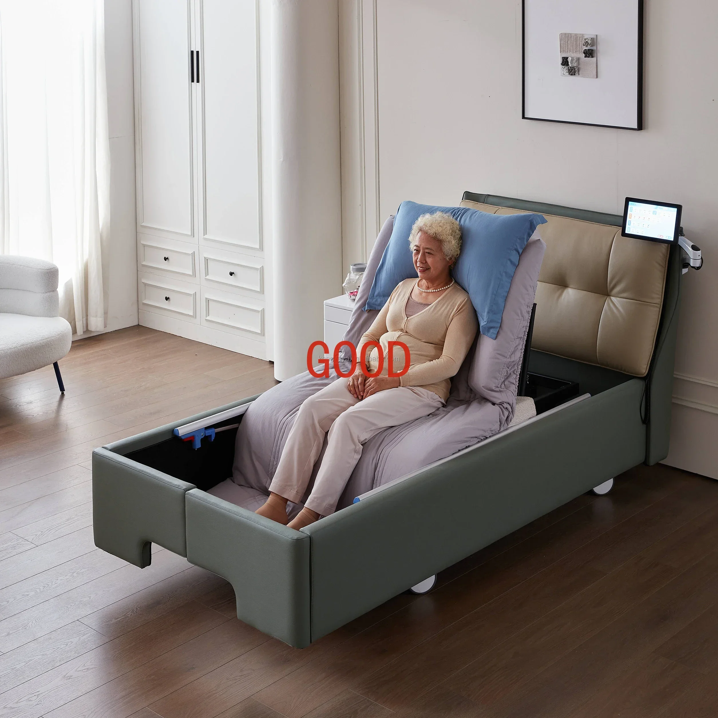 Cama de lactancia para personas mayores con sensor de humedad para limpieza automática de movimientos intestinales y ángulo de respaldo ajustable