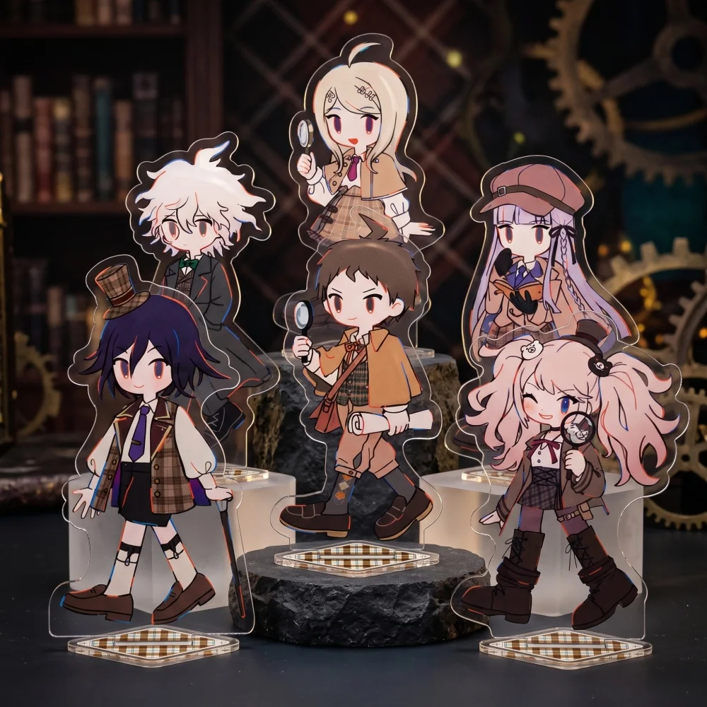 Danganronpa Anime Makoto 10CM Double Sided Acrylic Stand Keychain Kyoko Junko Detective Chibi Ver. Desk Decor Gift for Fans