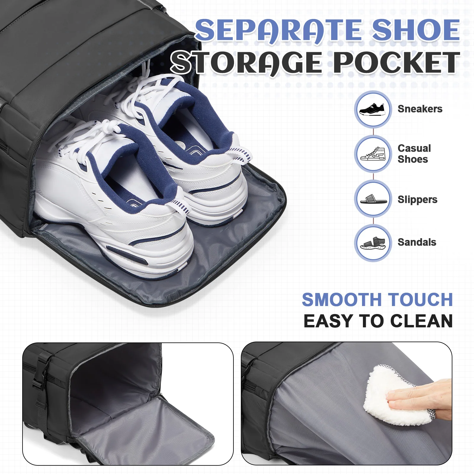 حقيبة يد Ryanair مقاس 40 × 30 × 20 حقيبة كمبيوتر محمول Aircraft Cabin Max مقاس 14 بوصة للجنسين حقيبة نهارية للأعمال للرحلات القصيرة، حقيبة ظهر للسفر #4