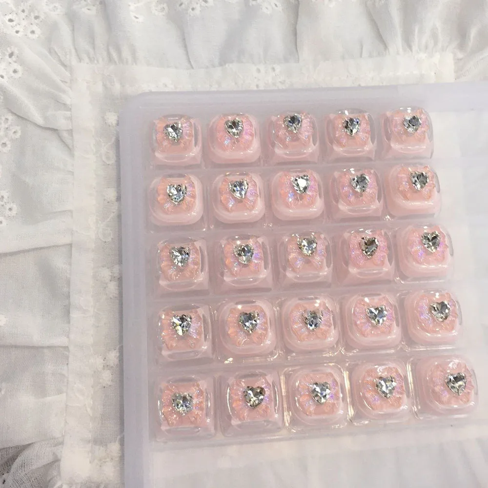 Pink Heart Rhinestone Bow Artisan Keycap 1U Custom Key Cap Mechanical Keyboard ESC Keycap Girl Gaming Keyboard Accessory Gift