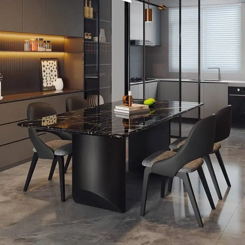 

Small Space Marble Dining Tables Square Design Black Nordic Modern Dining Tables Kitchen Luxury Mesas De Jantar Furniture Home