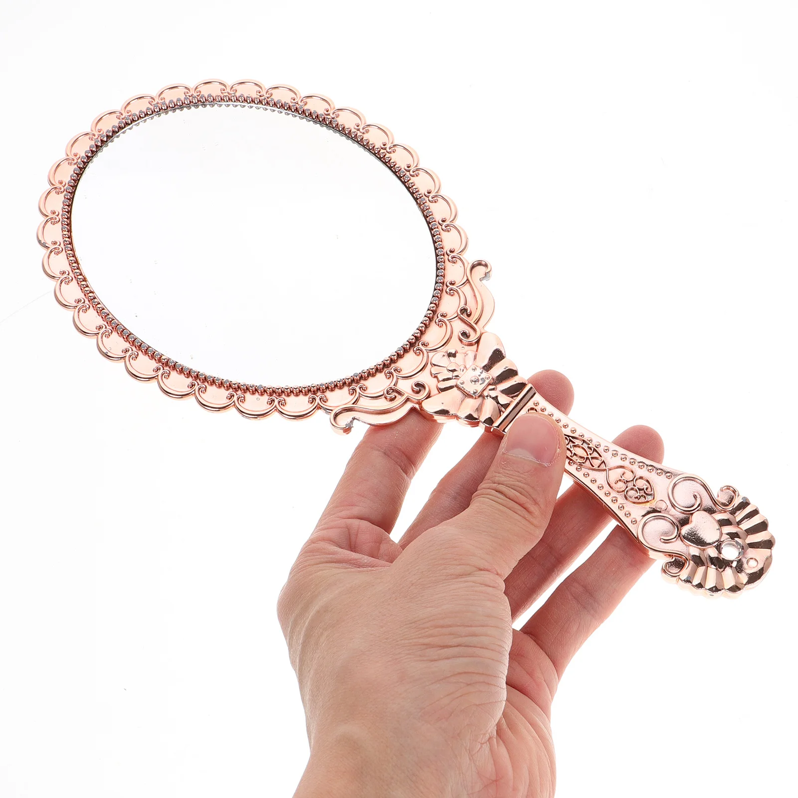 2pcs Retro Floral Vintage Handheld Makeup Mirror Clear View Portable Compact Design For Travel Home Beauty Routine Decorative