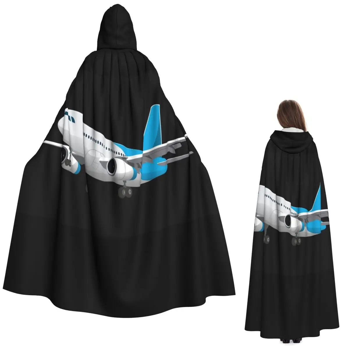 3d самолет для путешествий, длинный плащ с капюшоном, средневековый костюм ведьмы, накидка для косплея, пальто на Хэллоуин для взрослых, унисекс
