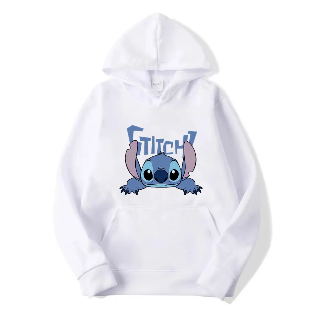 2024 New Disney Stitch Cartoon Cute Loose Hooded Hooded Hoodie Girl\'s Friend Dress Couple Dress Casual Fashion Hoodie Top Coat