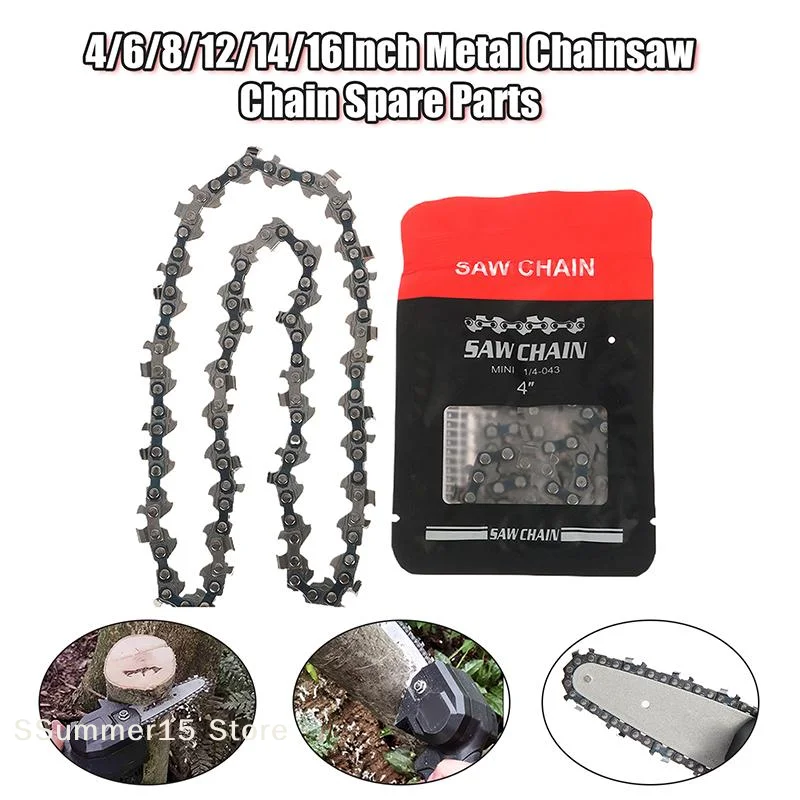 【R】4/6/8/12/14/16 Inch Metal Chainsaw Chain Spare Parts Link Chainsaw Saw Chain Blade For Electric Saw Accessories Wood Cutting