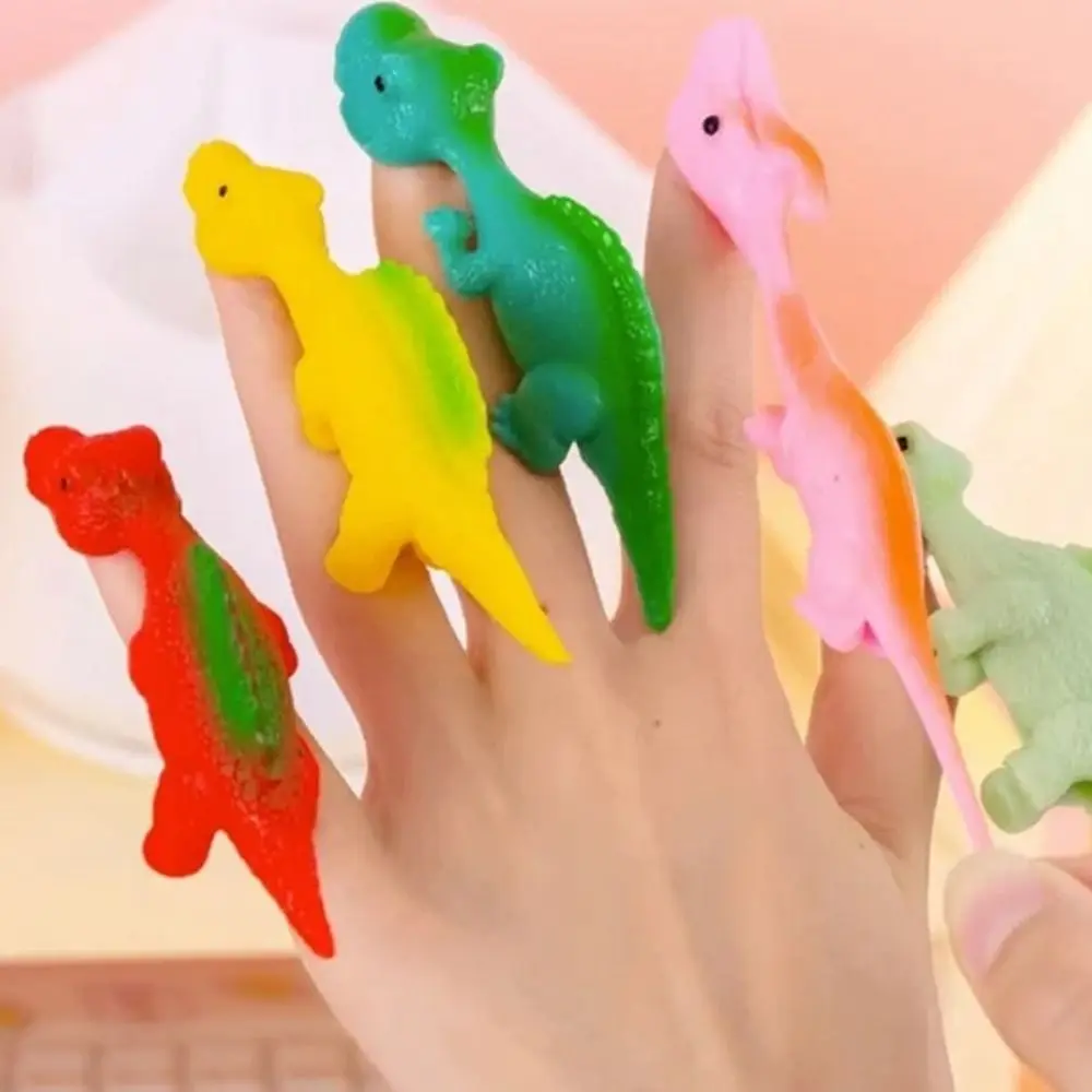 5PCS Creative Dinosaur Ejection Dinosaur Toy Not Deformed Cartoon Animals Dinosaur Finger Toys Anxiety Stress Relief Toy