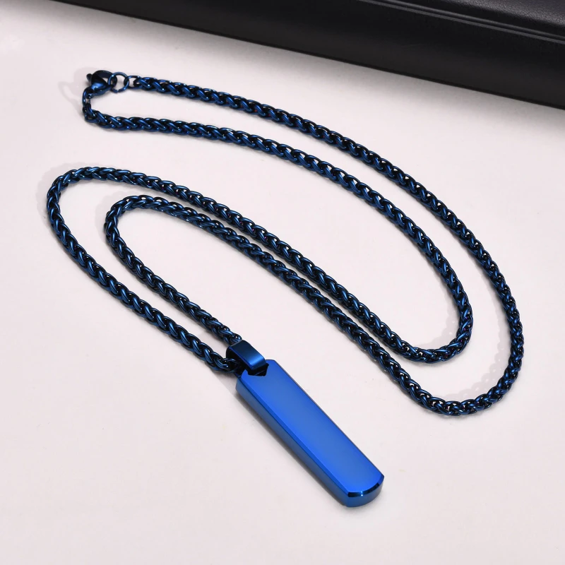 Dreidimensionale rechteckige geometrische Anhänger aus Edelstahl für Herren, personalisierte Mode-Halsketten, Boutique-Schmuck – Detail 3