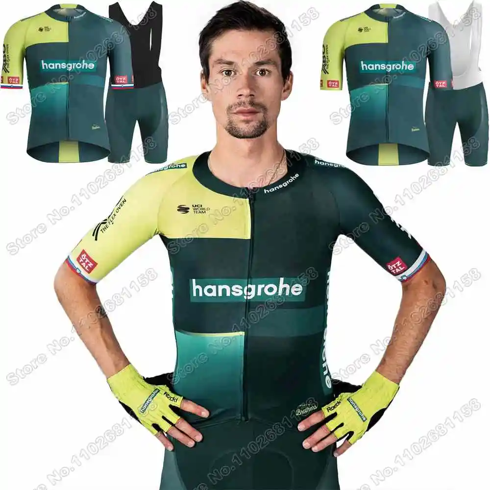 

2024 Словения Чемпион Primoz Roglic Велоспорт Джерси комплект Hansgrohe Команда Велоспорт Одежда Мужской дорожный велосипед костюм велосипед шорты