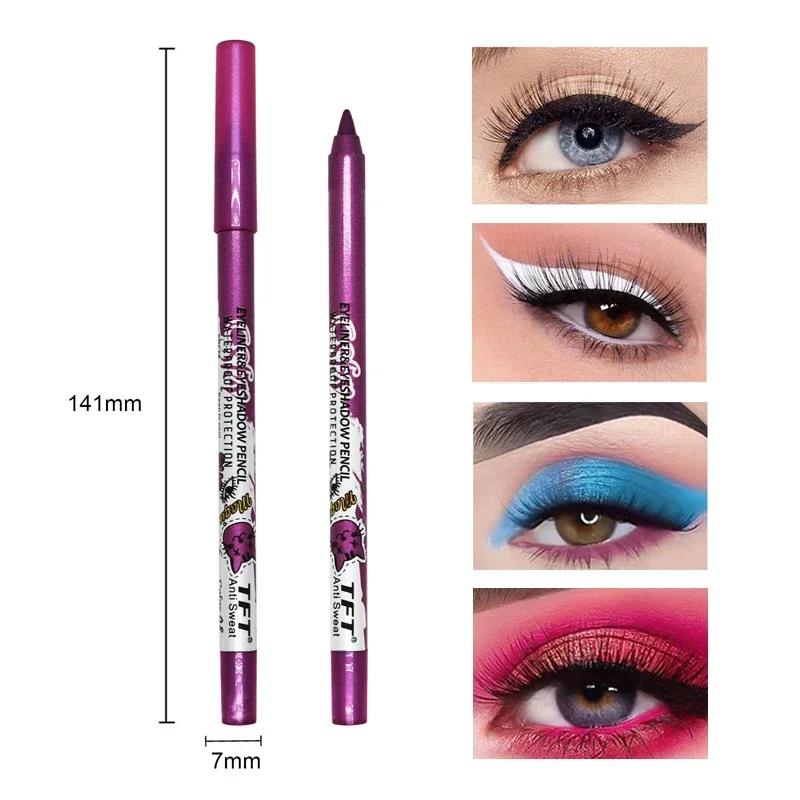 Shimmer Waterproof Quick-drying Eyeliner Pencil Colourful Pigment Blue Black White Color Gel Eye Liner Pen Eye Beauty Cosmetics