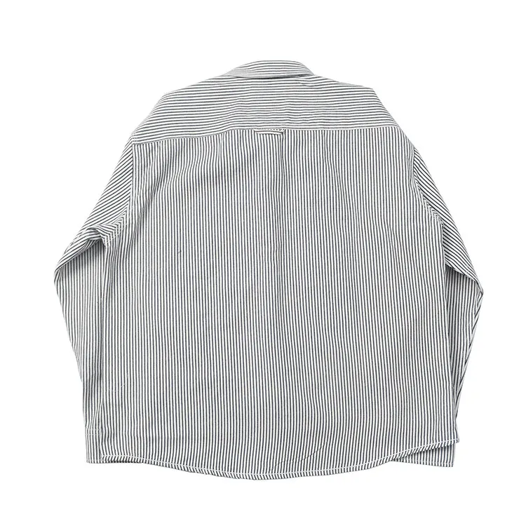 Spring New Japanese Retro Heavyweight Long-Sleeve Turn-down Collar Striped Shirt Men's 100% Cotton Fashion Washed Casual Blouses