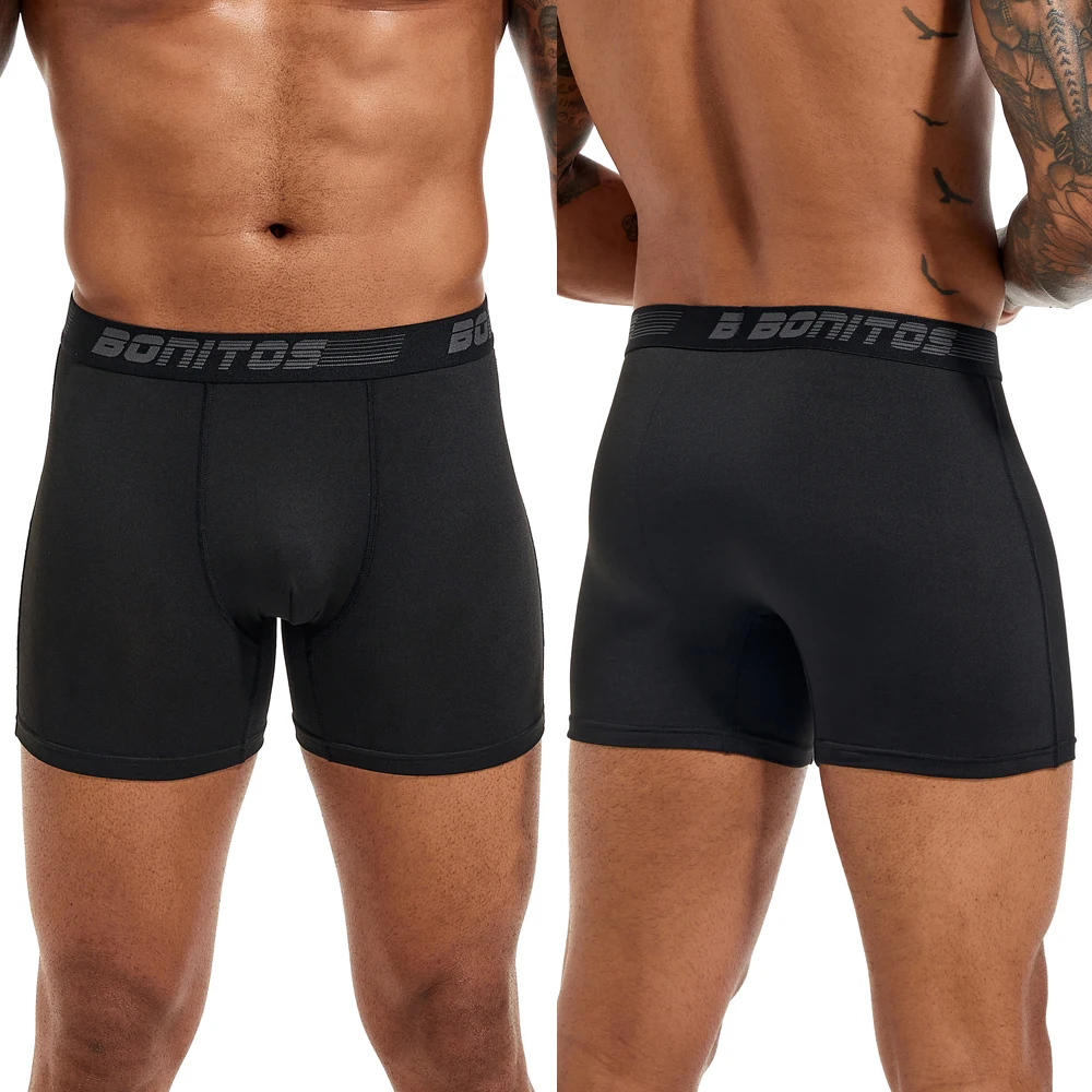 Calzoncillos bóxer de poliéster para hombre, ropa interior Sexy, talla grande