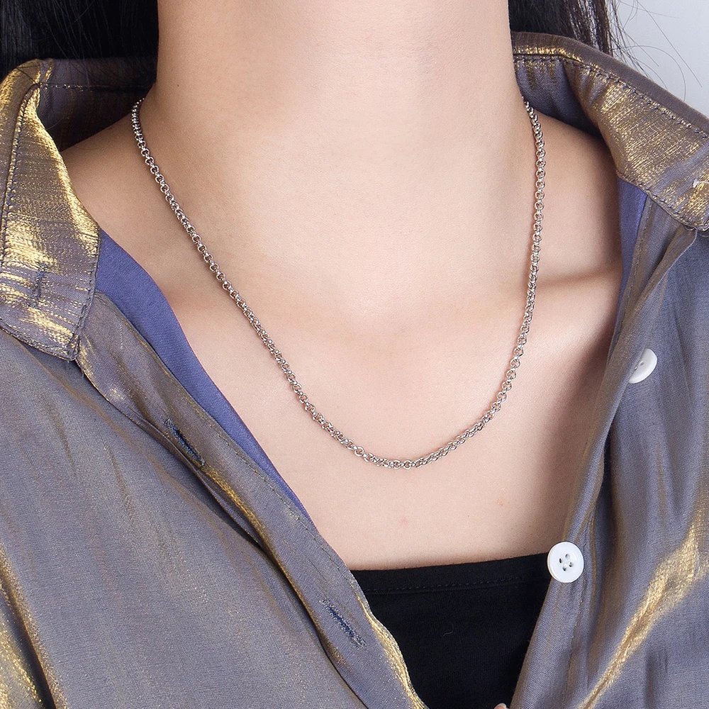 Women Minimalist Italian 925 Sterling Silver Solid Chain Necklace 3MM Width High Quality Fashion Jewelry Birthday Holiday Gift