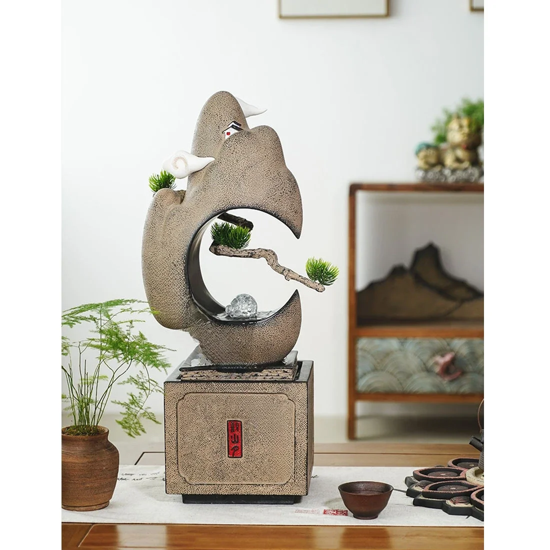 Indoor Flowing Water Landscape Decoration Creative Opening Fortune Decoration Chinese Living Room Desktop Small Waterscape
