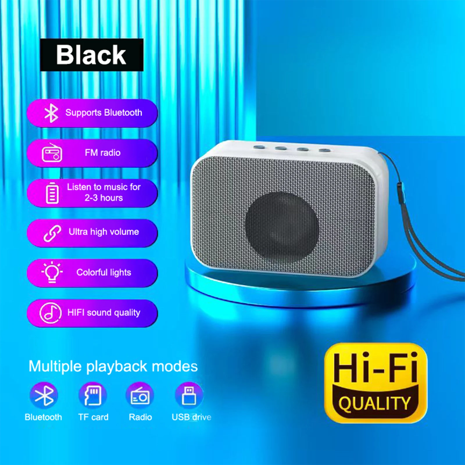 Bluetooth Subwoofer Multifunctional LED Atmosphere Outdoor Home Wireless Sports Fitness Speaker Portable Business Trip Unisex