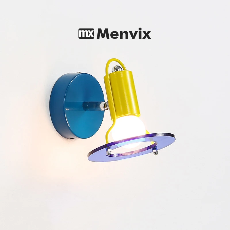 Blue Red Wall Lights Memphis Design Living Room Wall Lamps Acrylic Sconce Colorful Decorative Bedroom Bedside Light for Study