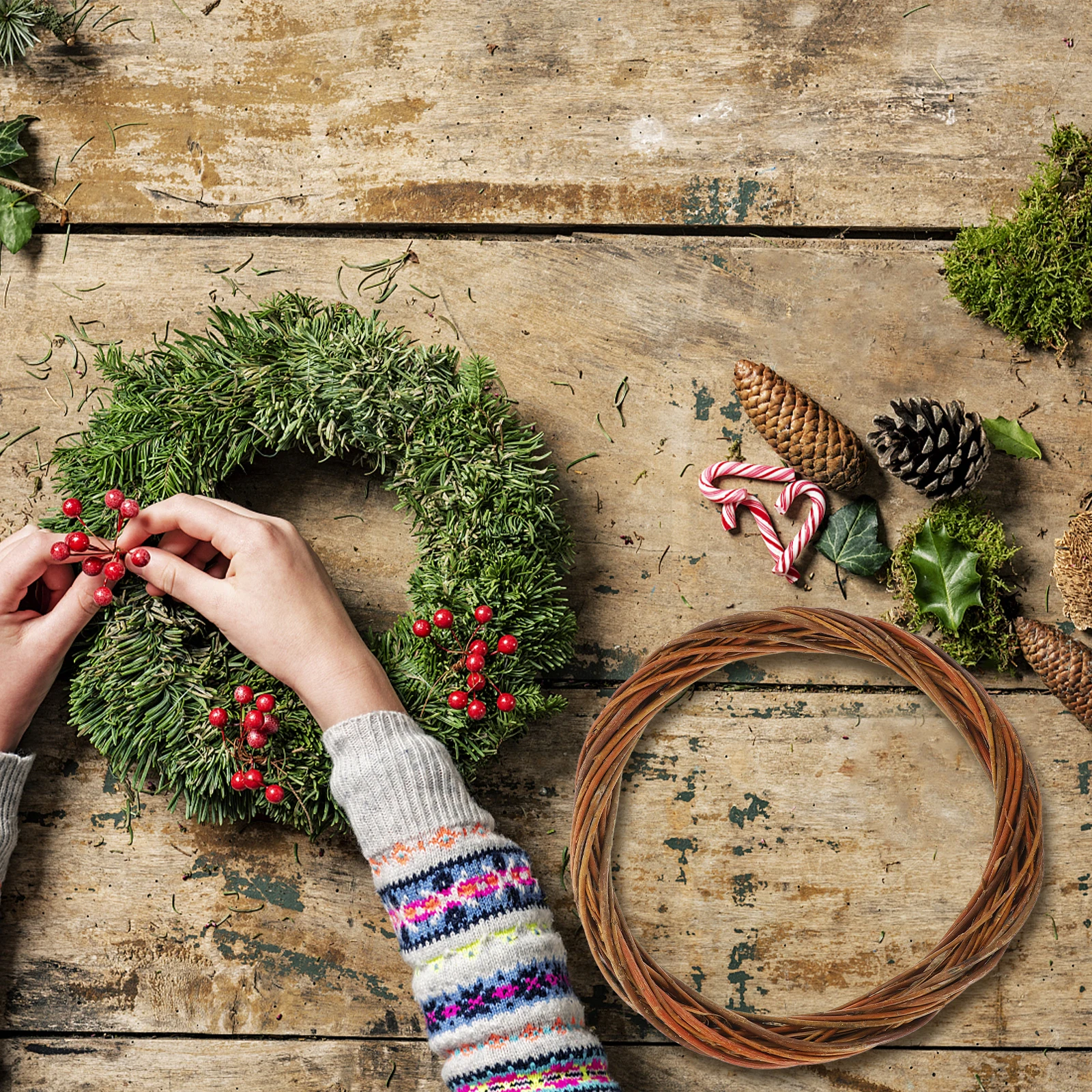 

Christmas Wreaths Wicker Garland Craft Artificial Xmas Brown Willow Quality Natural