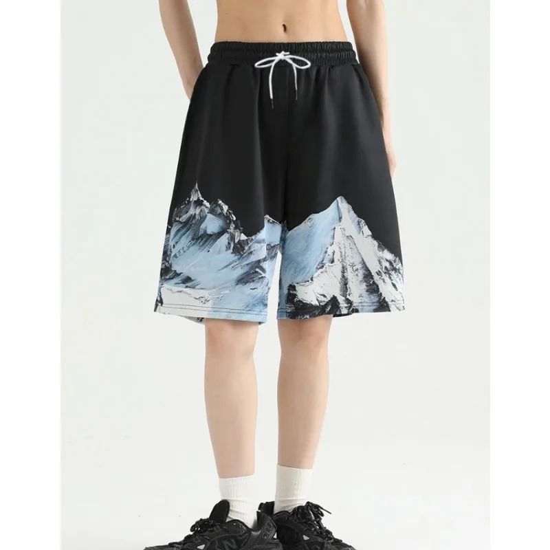 

Новые шорты с 3D-принтом Snow Mountain в Instagram-стиле, стиль для пар, летние универсальные, дышащие, быстросохнущие шорты Trend