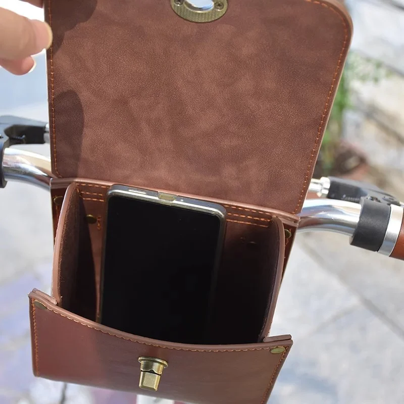 Folding bicycle handlebar bag for brompton quick release bag PU waterproof bag