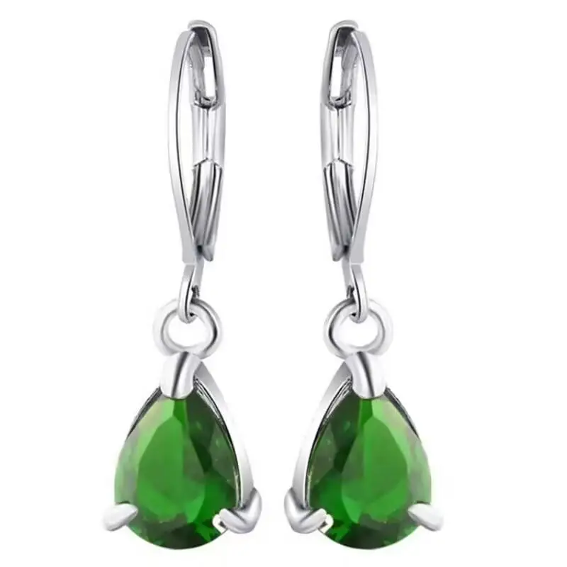 Shiny Rhinestone Crystal Teardrop Dangle Earrings 1 Pair Water Drop Jewelry for Women Evening Party Accessory