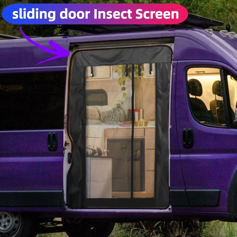 For Mercedes Benz Sprinter Mid And High Roof Insect Screen Mosquito Fly Screens Net Double Zipper Sliding Door Van Caravan Parts