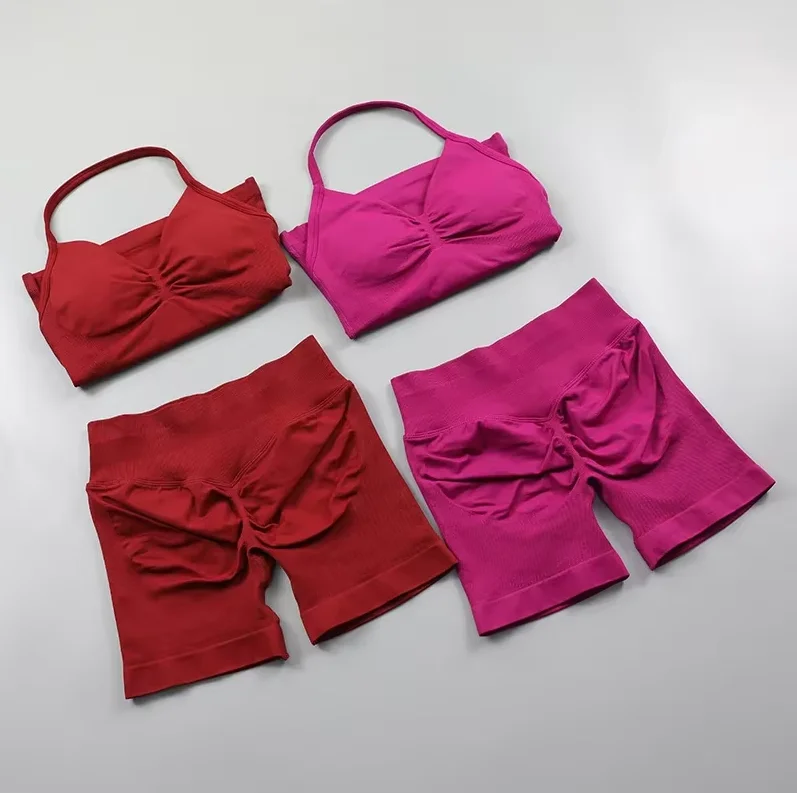 

2025 New Lace-Up Fitness Top Halter Custom Logo Fitness Wear Women's Scratch Built-in Bra Strap Removable Cup Yoga Vest