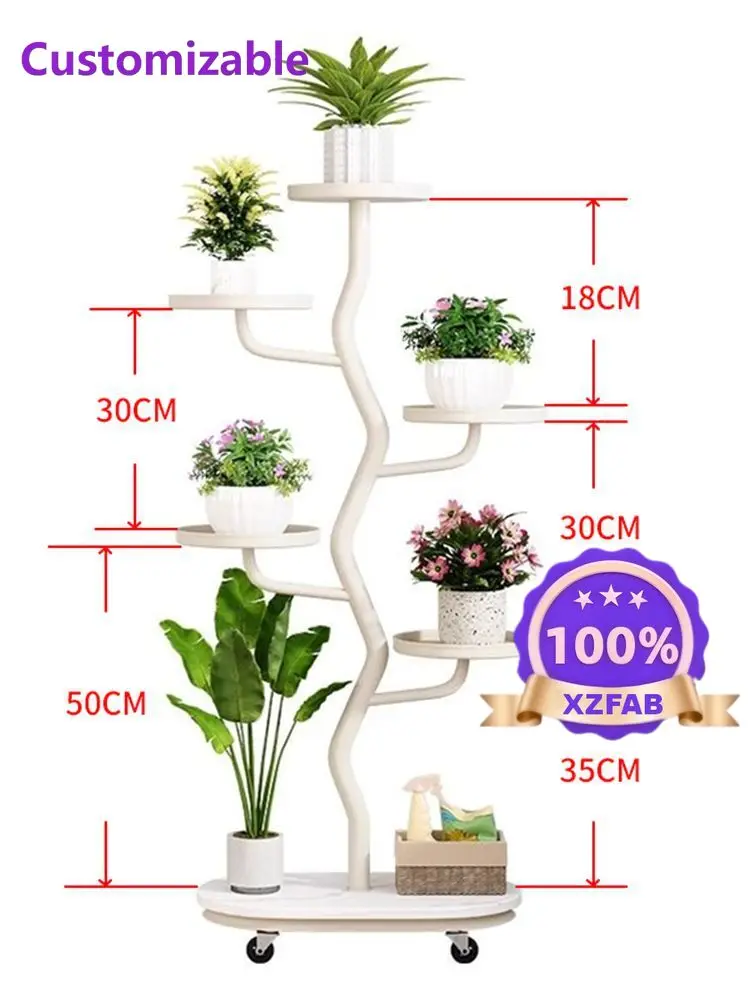 Factory Direct 2026 New Light Luxury Flower Rack Indoor Household Floor-to-ceiling Balcony Rack Movable Multi-layer Flower Pot B