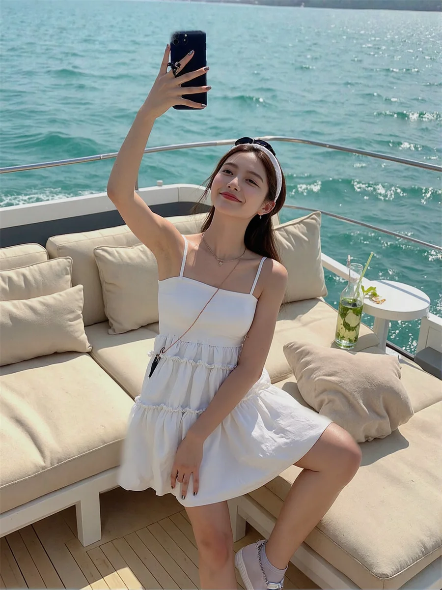 女性用ドレス 女性用 ショートブラックドレス ノースリーブ ボヘミアン プレッピー 韓国風 ヨーロッパ系 アメリカ系 中国風 エスニック エキゾチック ハイ