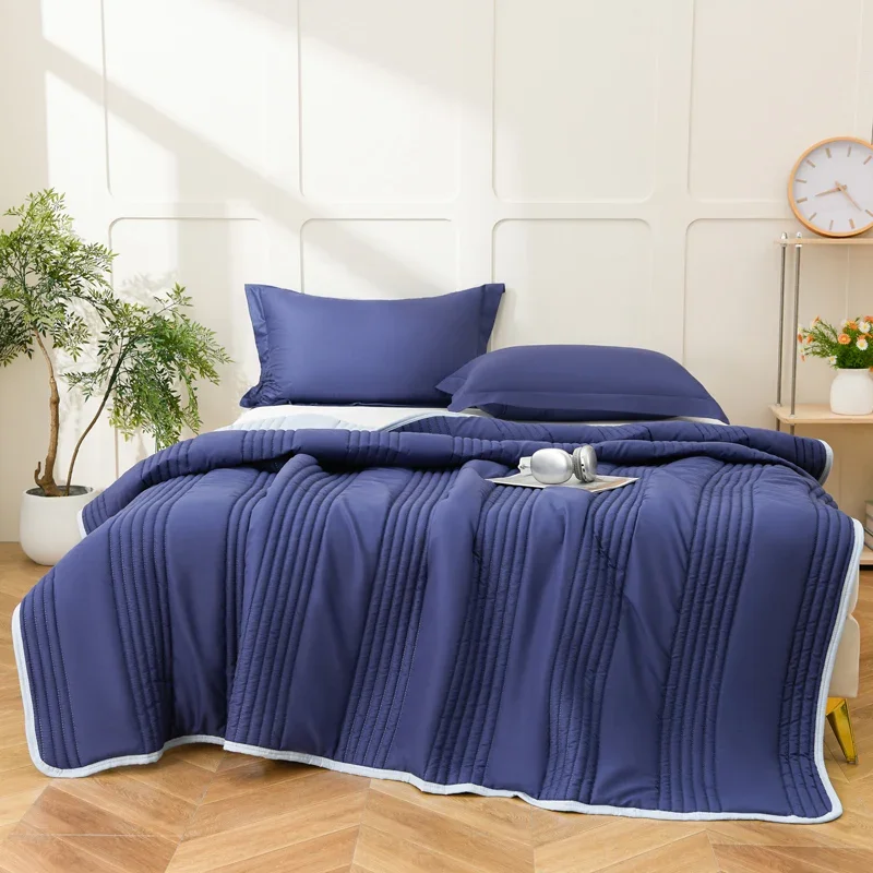 Lightweight Quilted Summer Blanket for Bed Double Sided Soft Breathable Thin Comforter Skin Friendly King Summer Quilt Bedspread