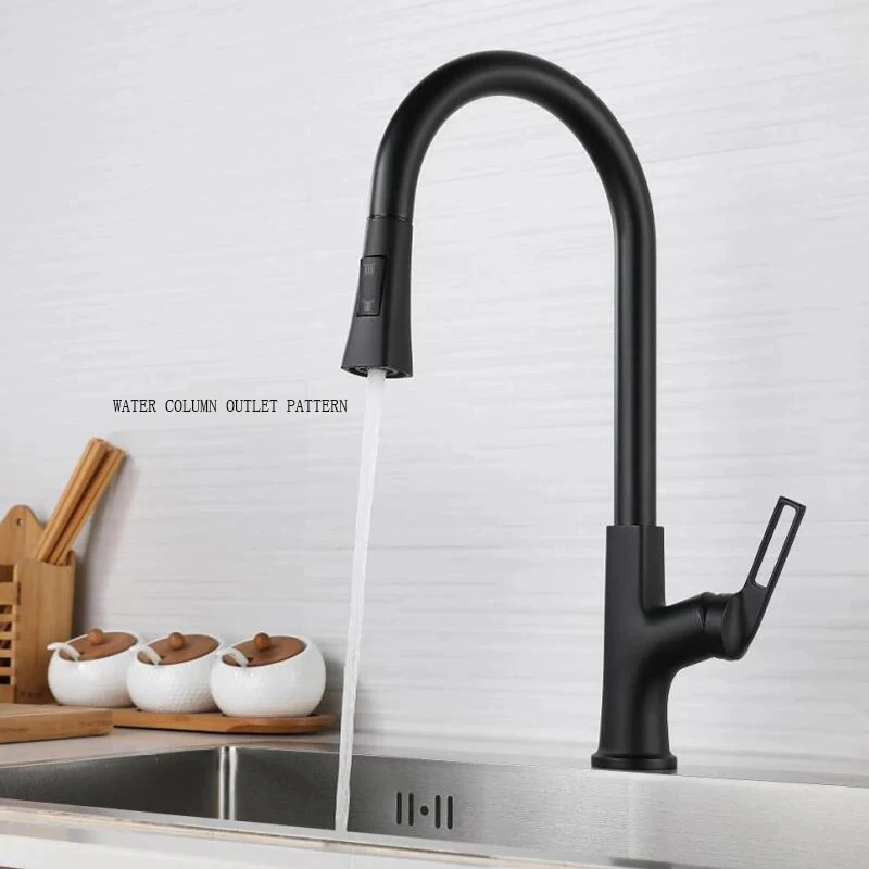

Fashion Black Kitchen Pull Faucet Double Mode Water Universal Pull Cold And Hot Water Faucet Splash Proof