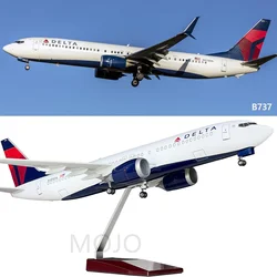 1:150 Scale 47Cm B737 Delta Air Lines Aircraft Model With Lights And Bottom Wheel Die-cast Resin Plastic Plane Model Gift