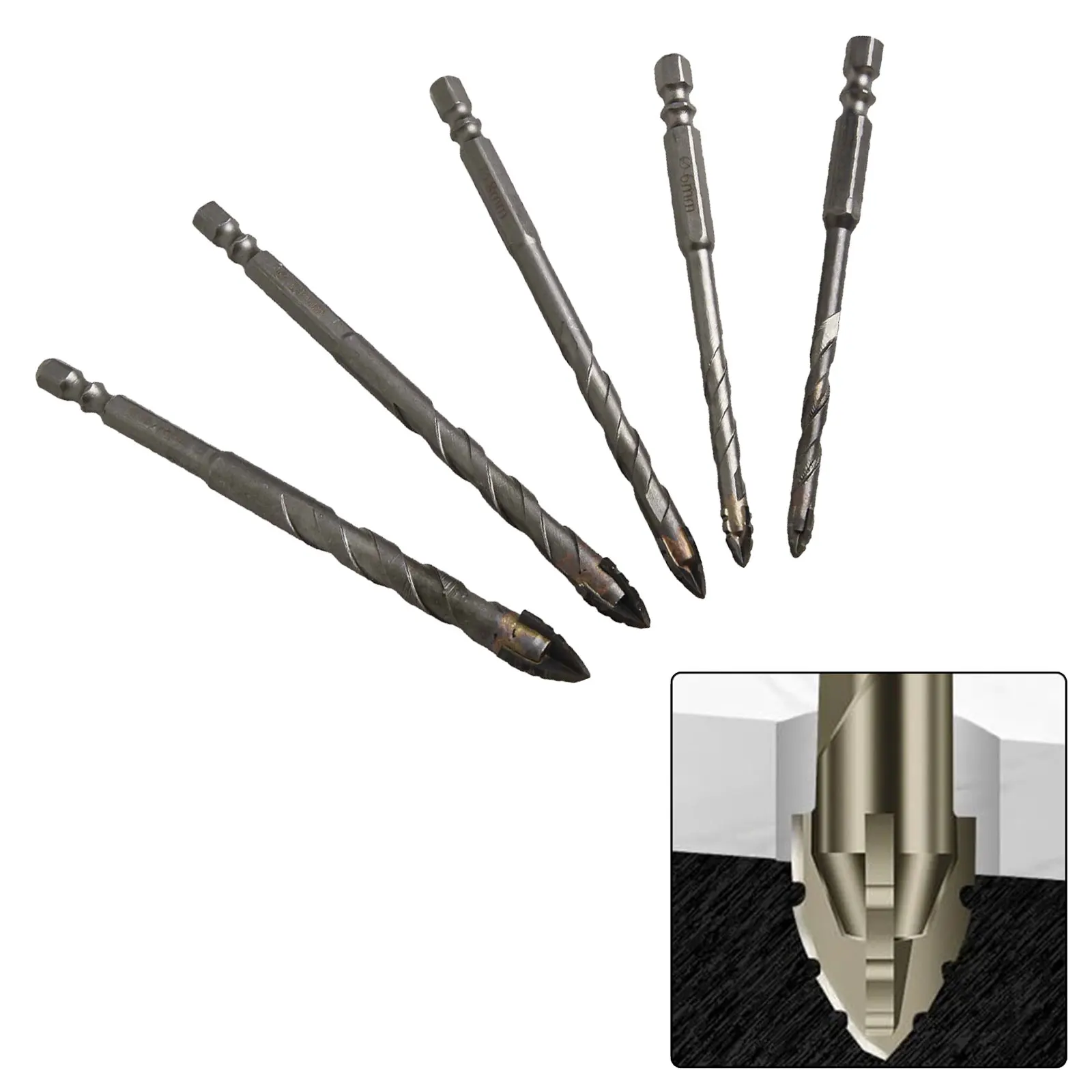 Hard Eccentric Drill Bits Four-Flute Sawtooth Eccentric Drill Bit High Hardness Bevel Tip Serrated Drill Bits For Brick Wood