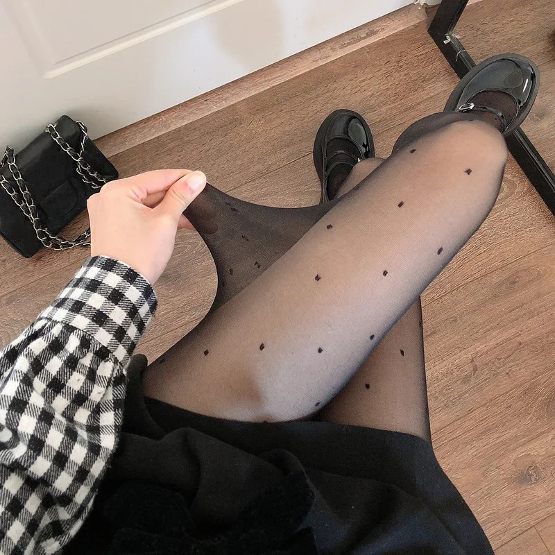 Sexy Lace Mesh Fishnet Pantyhose Nylon Polka Dot Print Tight Stocking Female Hosiery Sexy Women Pantyhose Tights Seamless Summer image 3