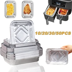 Bandejas de aluminio para freidora de aire de 10/20/30/50 piezas, papel antiadherente, sartenes para hornear, revestimientos rectangulares para horno, tazón de cocina, herramienta de cocina