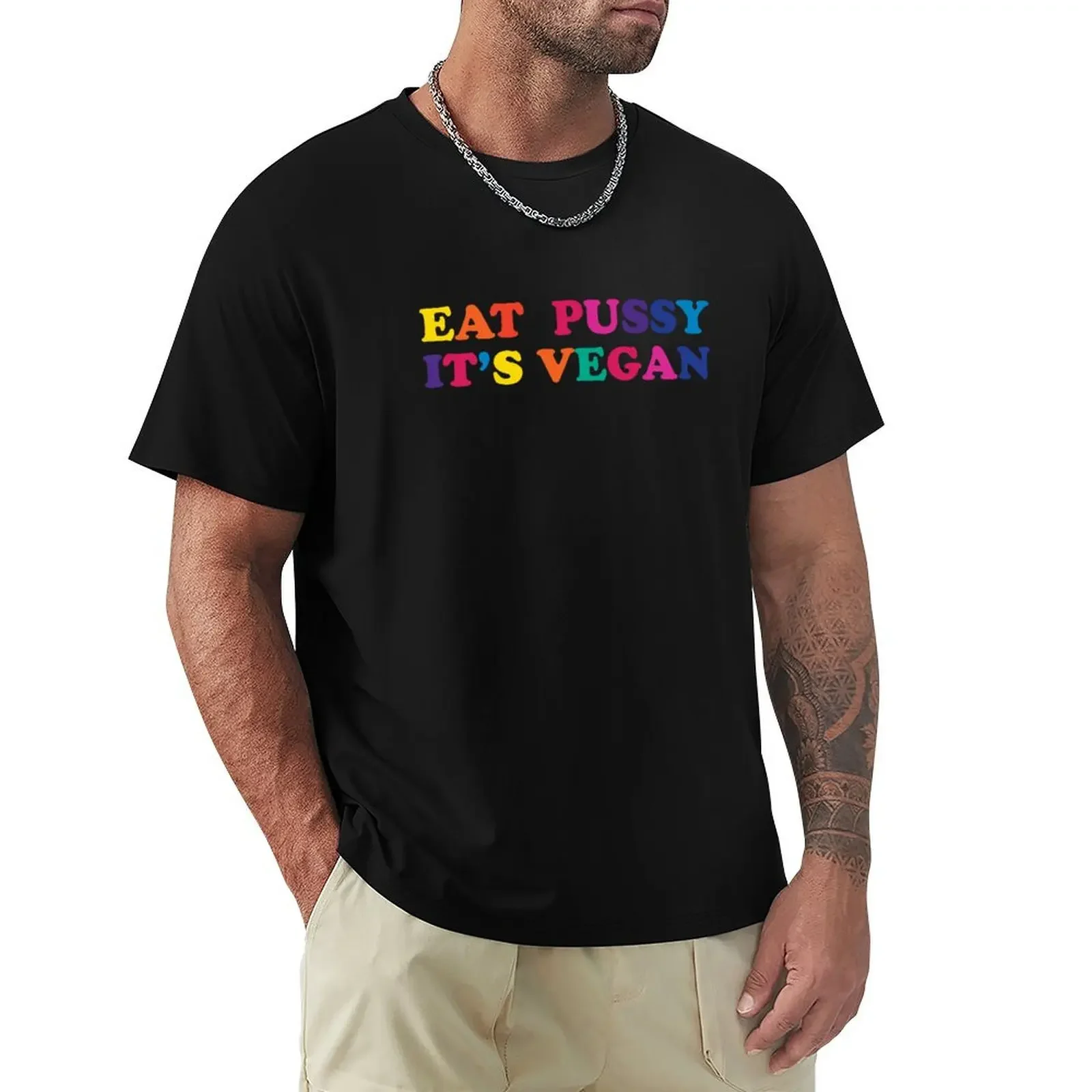 EAT PUSSY IT'S VEGAN T-Shirt animal prinfor boys quick drying summer top mens designer t shirt