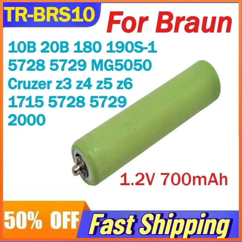 

700mAh Shaver Battery For Braun 10B 20B 180 190S-1 5728 5729 MG5050 Cruzer z3 z4 z5 z6 1715 5728 5729 2000 Compatible