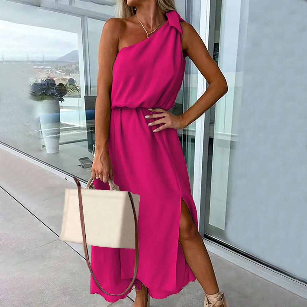 New Sexy Hot Off Shoulder Bodycon Dress with Elastic Waist Slim Fit Vacation Summer