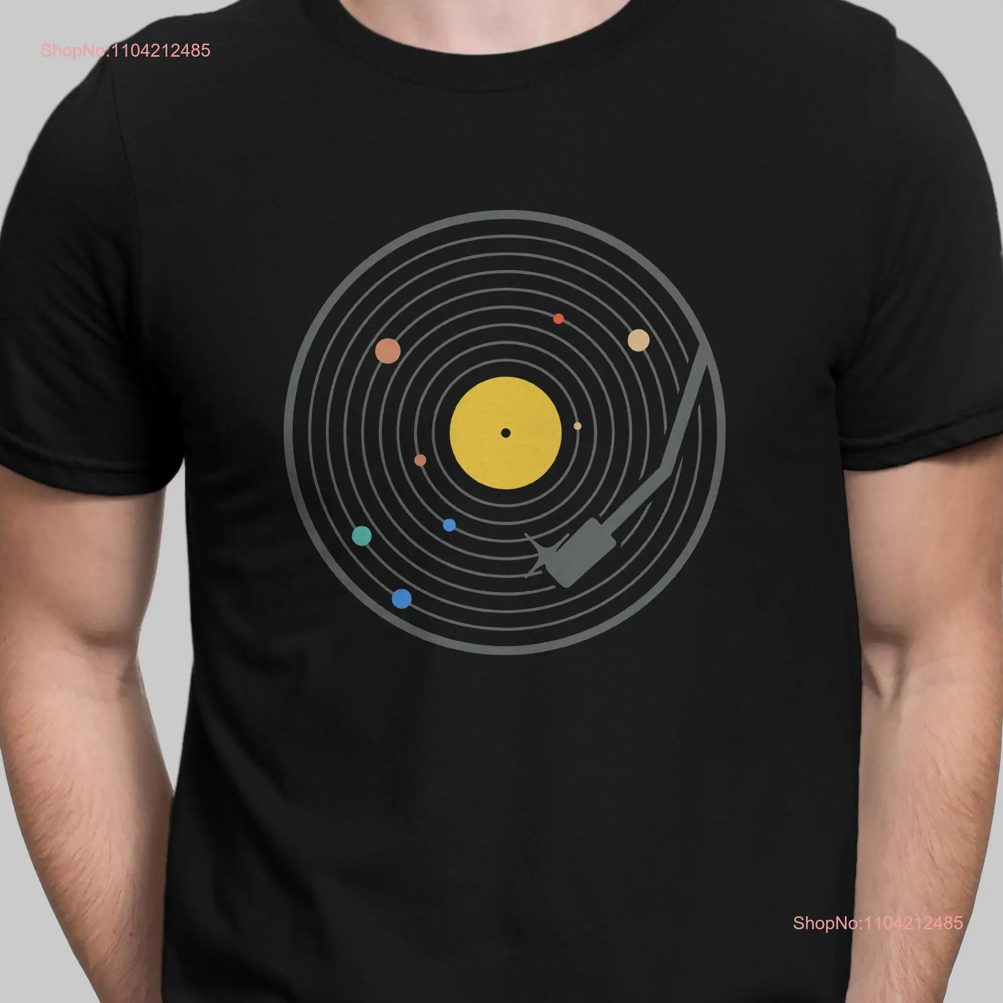 Vintage vinyl record shirt solar system music planets LP tee outer space long or short sleeves