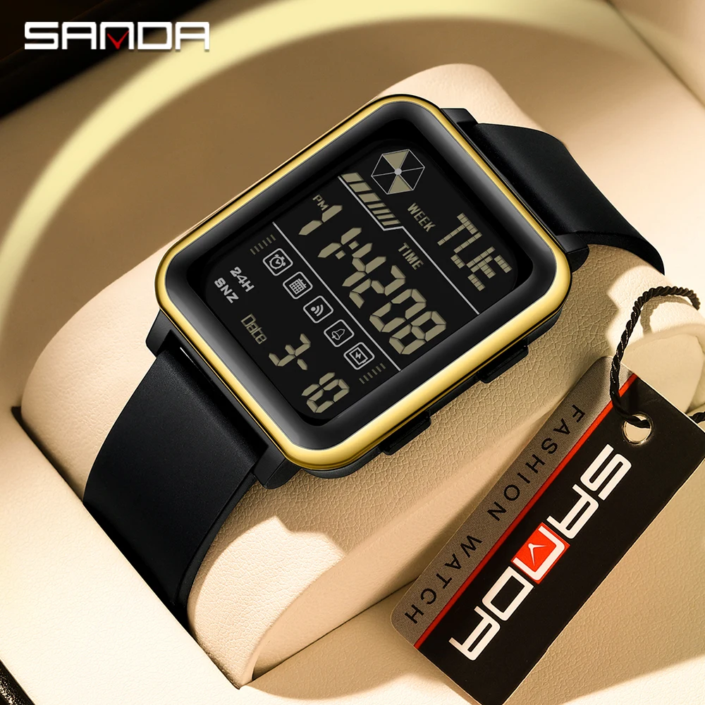 

SANDA Digital Watch Men Military Army Sport Wristwatch Top Brand Luxury LED Stopwatch Waterproof Male Electronic Clock Gift 6159