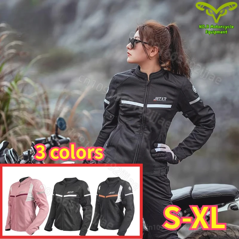 Women Motorcycle Riding Jacket Protective Gear Breathable Moto Biker Coat Outdoor Sports